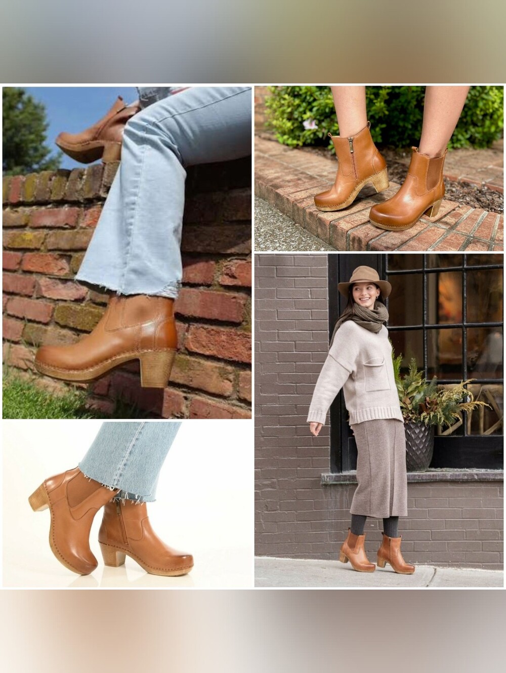 Dansko Sarah Clog Boot Ankle Bootie Heel Pump Zipper Honey Burnished Boho Gypsy - Picture 9 of 14